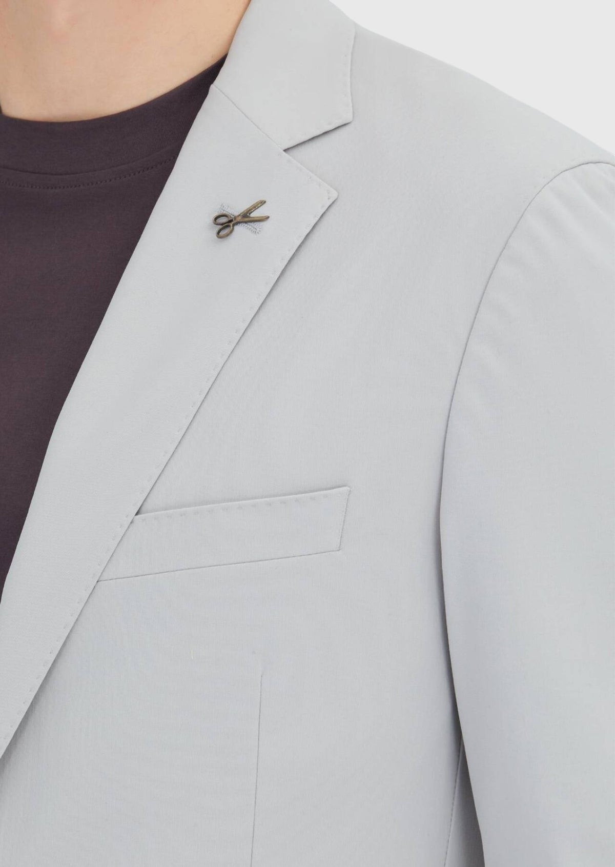 Açık Gri Düz Comfort Fit Örme Takım Elbise