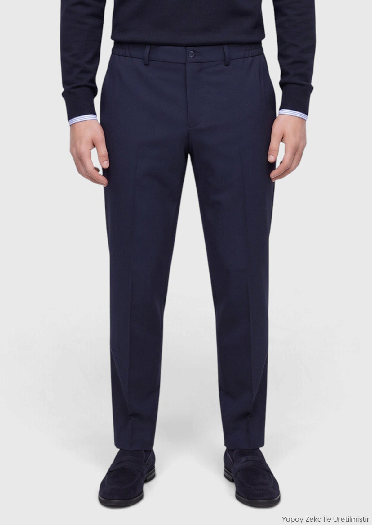 Lacivert Kumaş Comfort Fit Klasik %100 Yün Pantolon