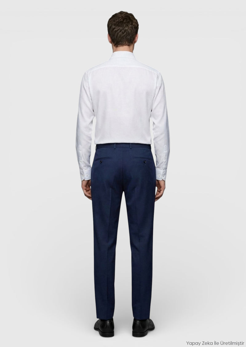 Saks Düz Regular Fit Klasik %100 Yün Pantolon