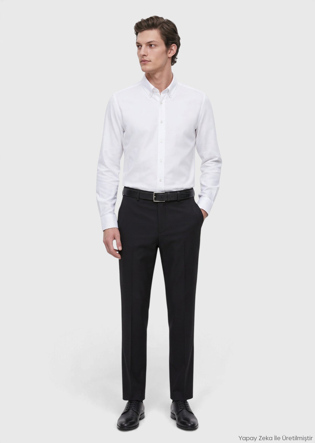 Siyah Modern Fit Klasik Yün Karışımlı Pantolon