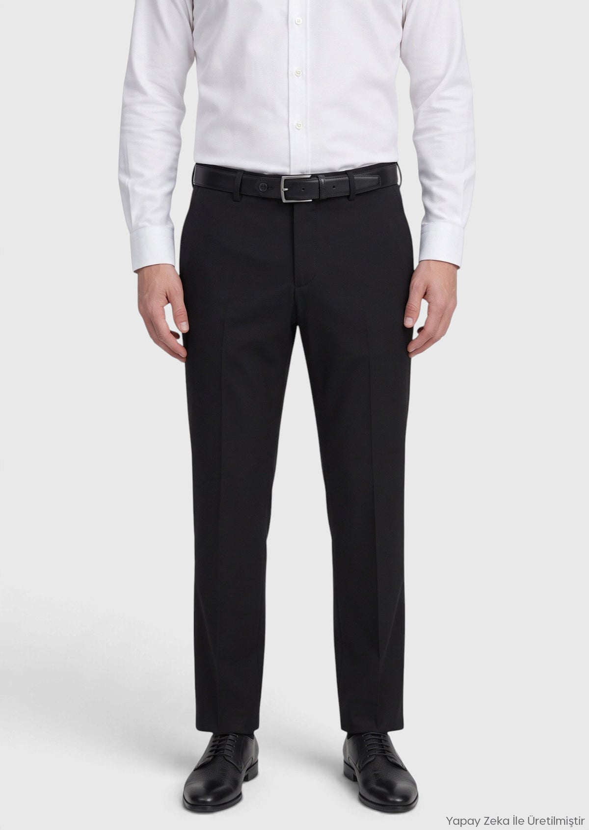 Siyah Modern Fit Klasik Yün Karışımlı Pantolon