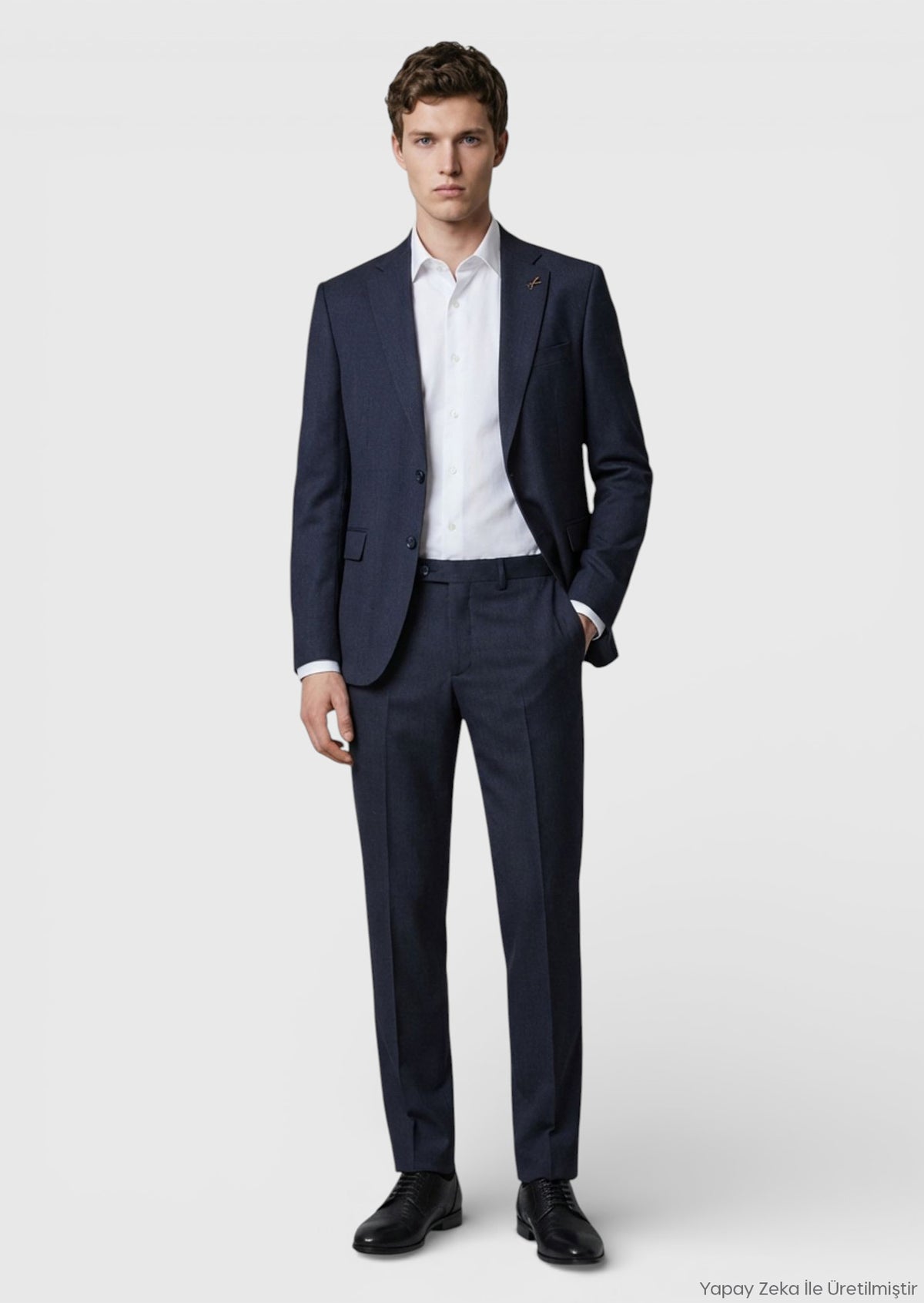 Antrasit Düz Modern Fit %100 Yün Takım Elbise