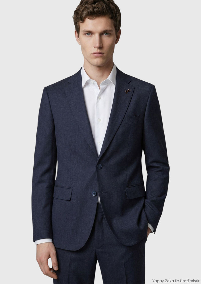Antrasit Düz Modern Fit %100 Yün Takım Elbise