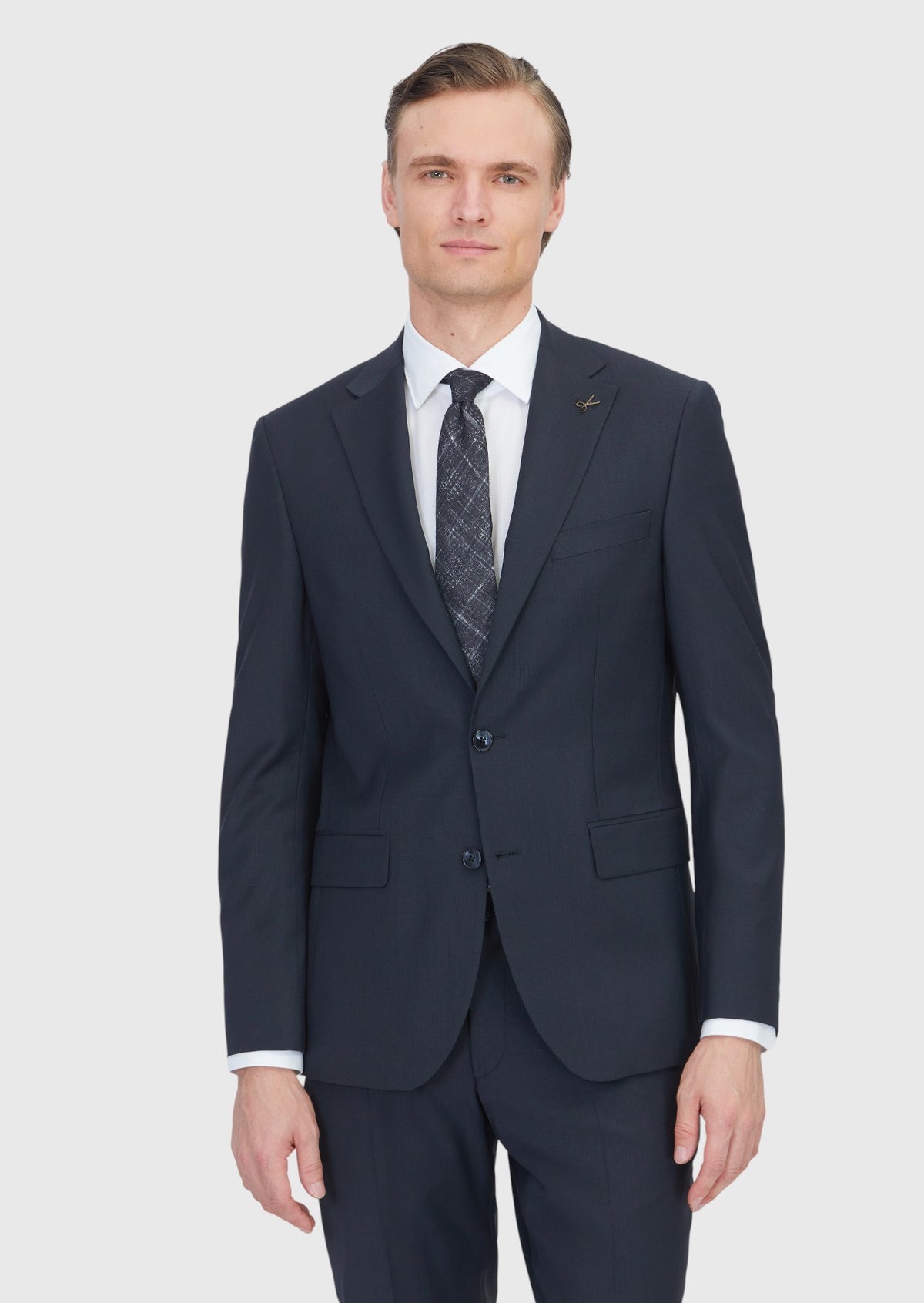Siyah Mikro Modern Fit Yün Karışımlı Takım Elbise