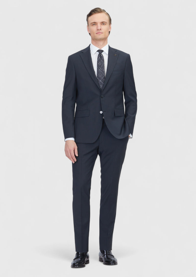 Siyah Mikro Modern Fit Yün Karışımlı Takım Elbise
