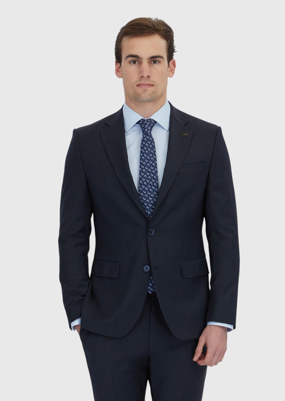 Lacivert Mikro Modern Fit Yün Karışımlı Takım Elbise