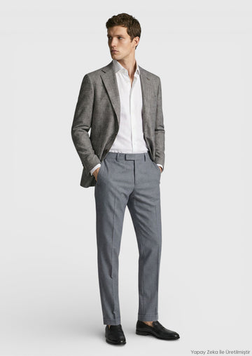 Mürdüm Kareli Zeroweight Slim Fit Yün Karışımlı Ceket