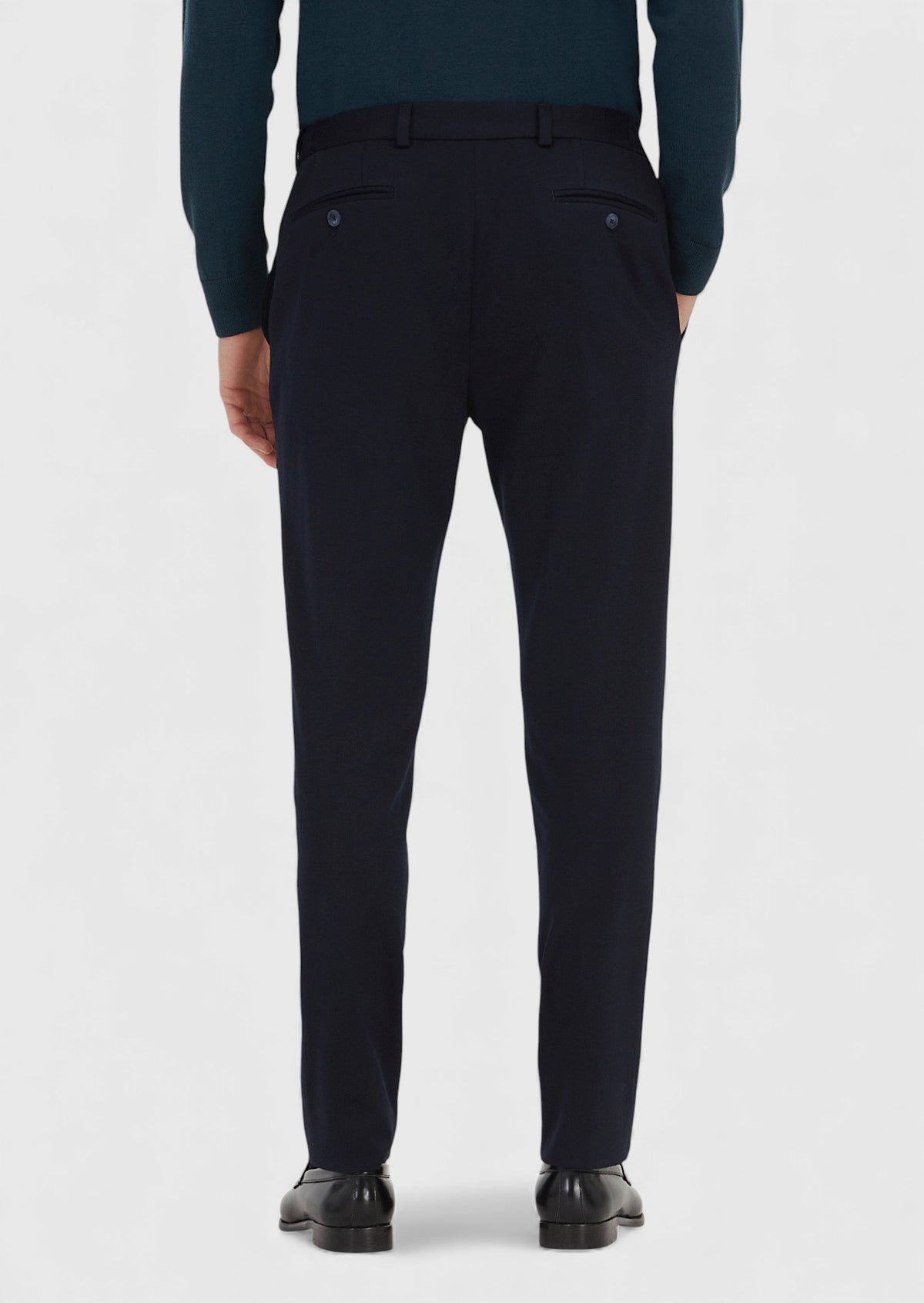 Lacivert Düz Örme Modern Fit Klasik Yün Karışımlı Pantolon