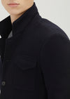 Koyu Lacivert Düz Shirt Shoulder Slim Fit Yün Karışımlı Örme Ceket