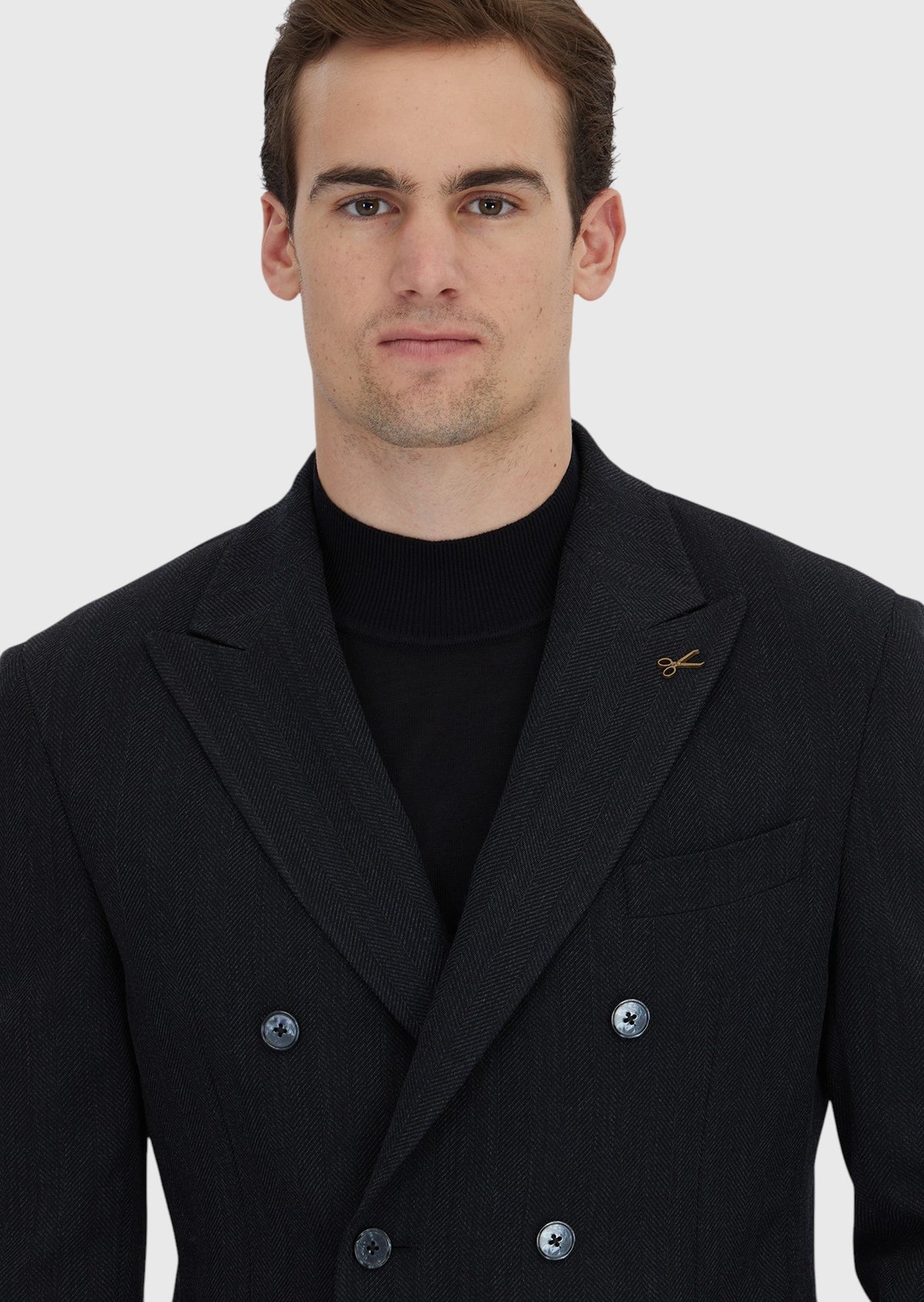 Siyah Desenli Zeroweight Slim Fit Yün Karışımlı Ceket