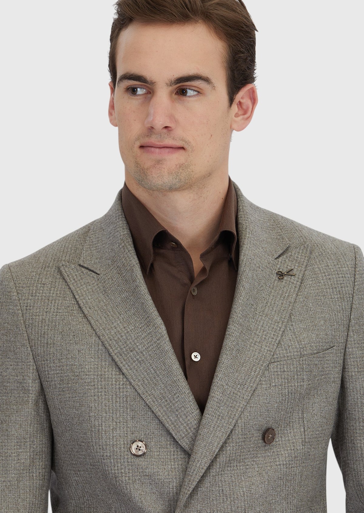 Açık Vizon Mikro Zeroweight Slim Fit %100 Yün Takım Elbise