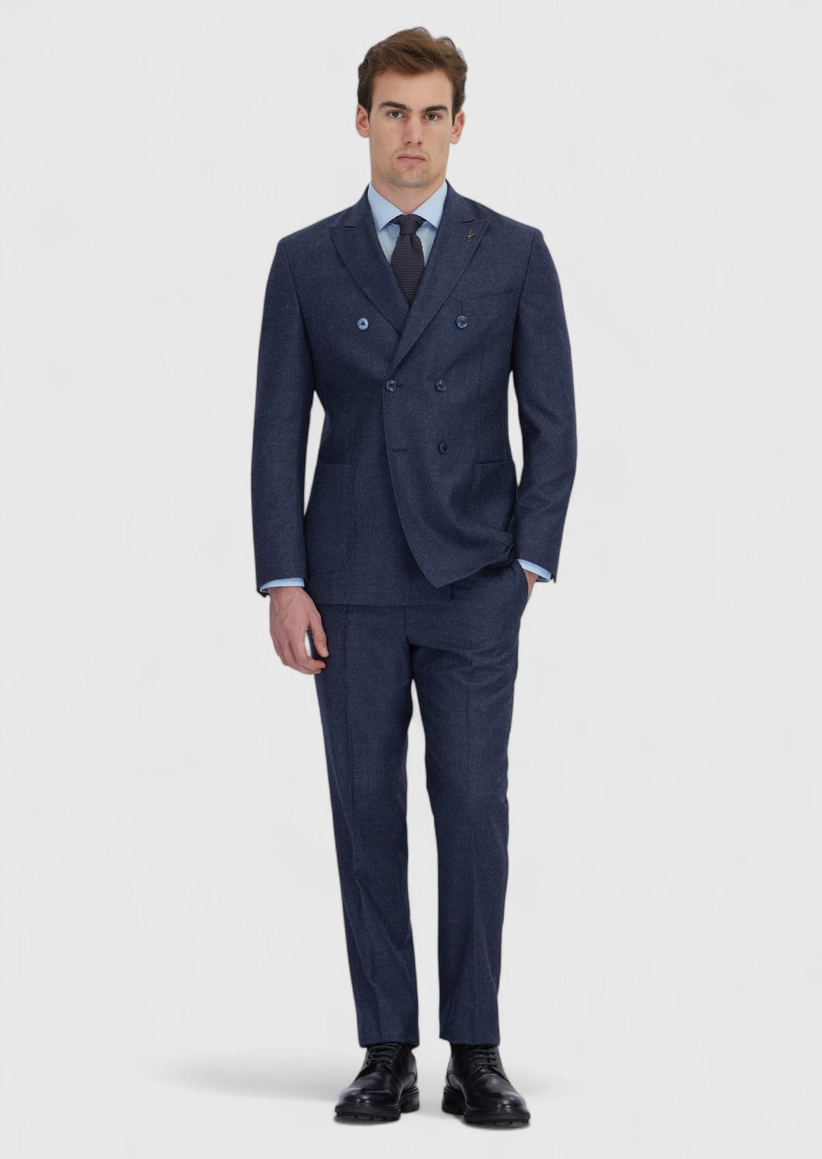 Lacivert Düz Zeroweight Slim Fit Yün Karışımlı Takım Elbise