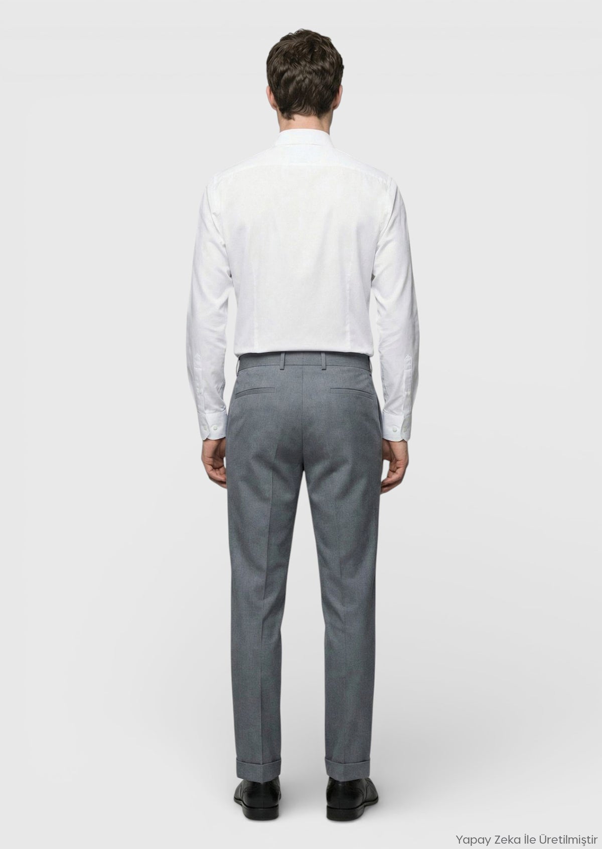 Gri Dokuma Regular Fit Casual %100 Yün Pantolon