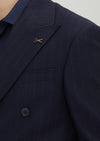 Lacivert Çizgili Zeroweight Slim Fit %100 Yün Takım Elbise