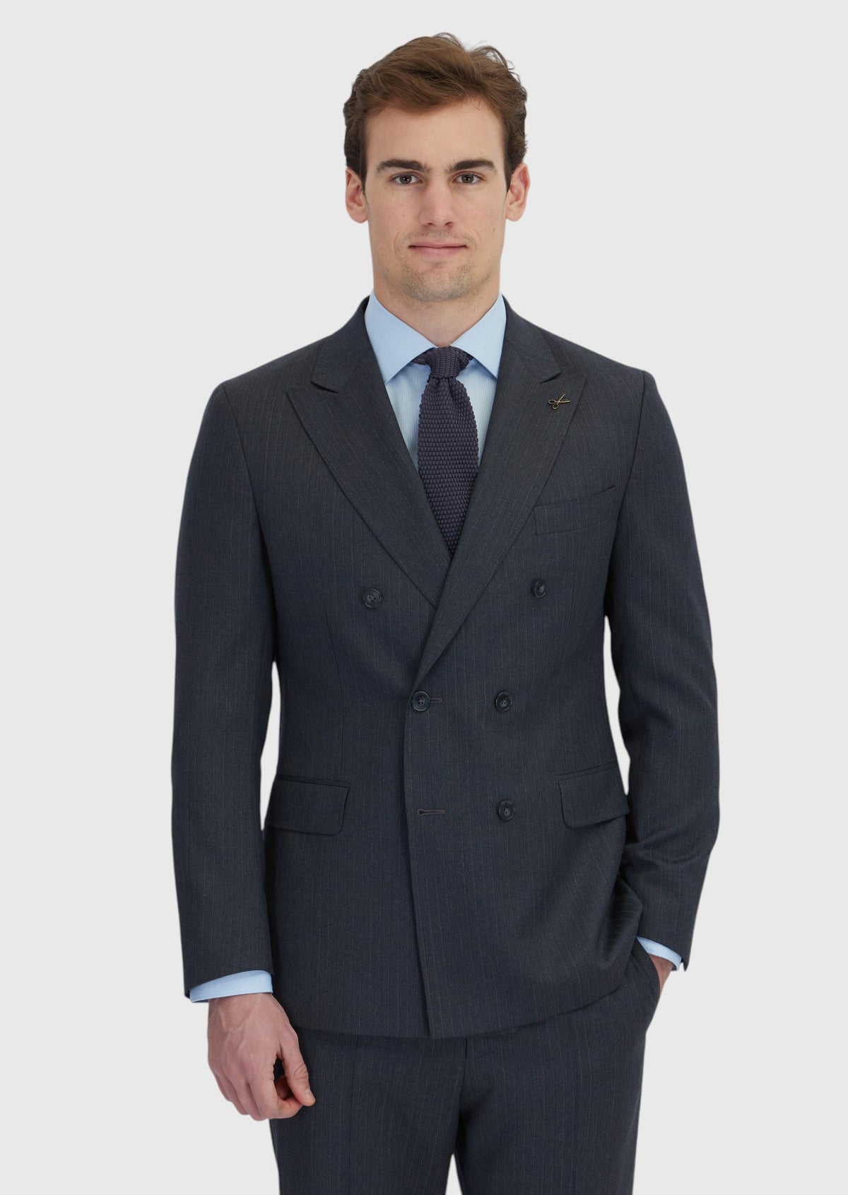Antrasit Çizgili Zeroweight Slim Fit %100 Yün Takım Elbise