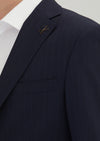 Lacivert Çizgili Modern Fit Yün Karışımlı Takım Elbise