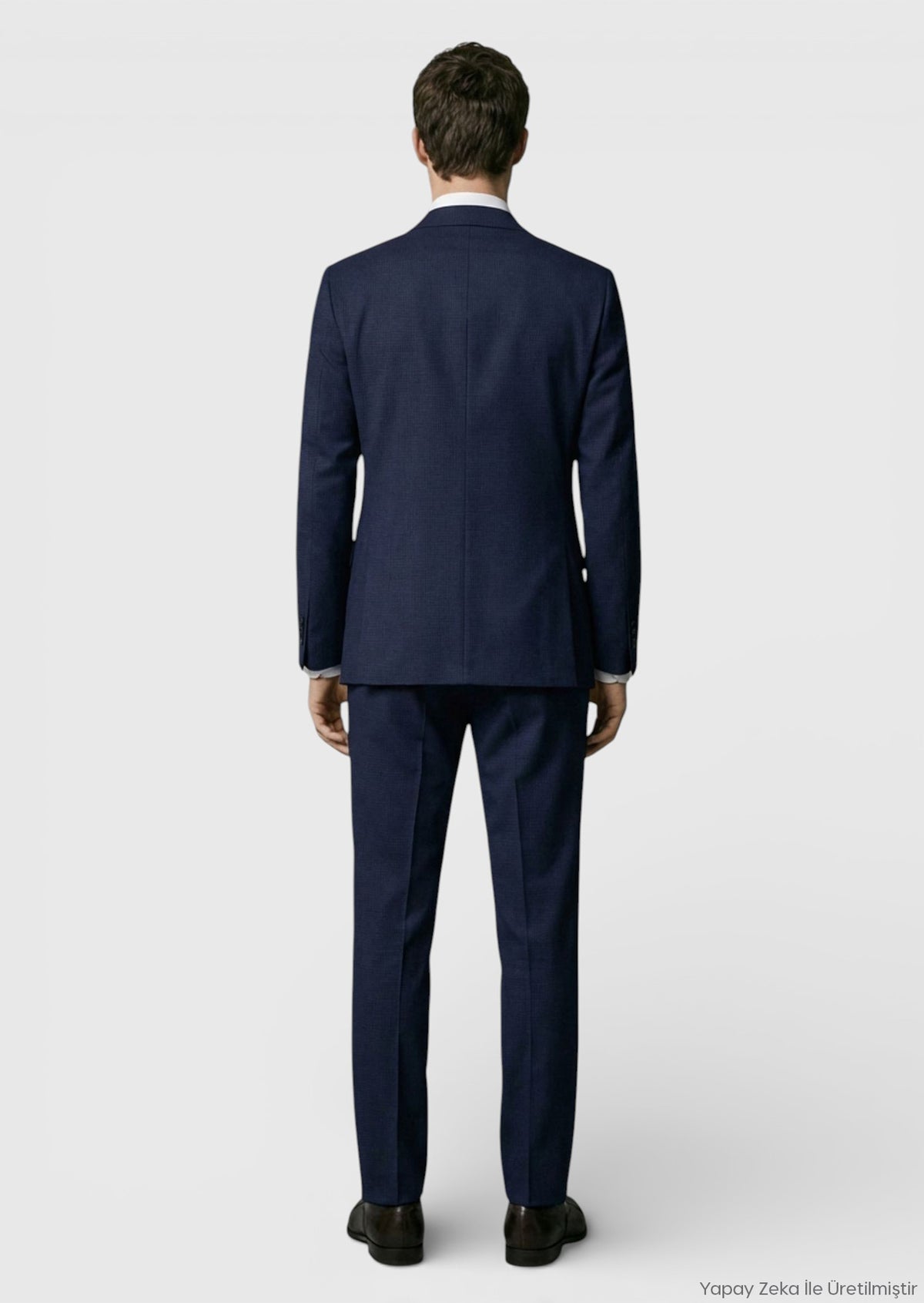 Lacivert Kareli Zeroweight Slim Fit %100 Yün Takım Elbise