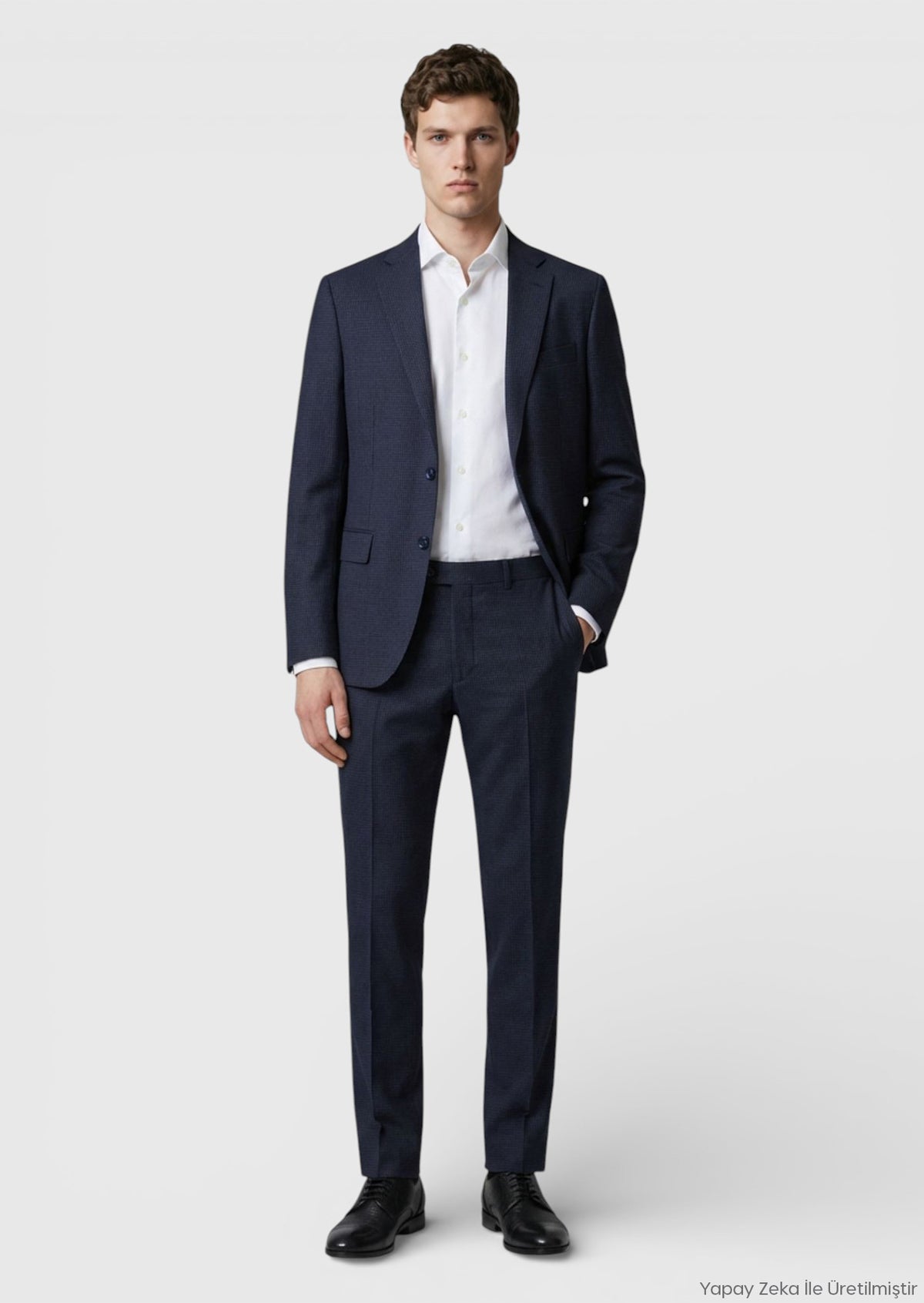 Antrasit Kareli Zeroweight Slim Fit %100 Yün Takım Elbise