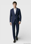 Lacivert Kareli Zeroweight Slim Fit %100 Yün Takım Elbise