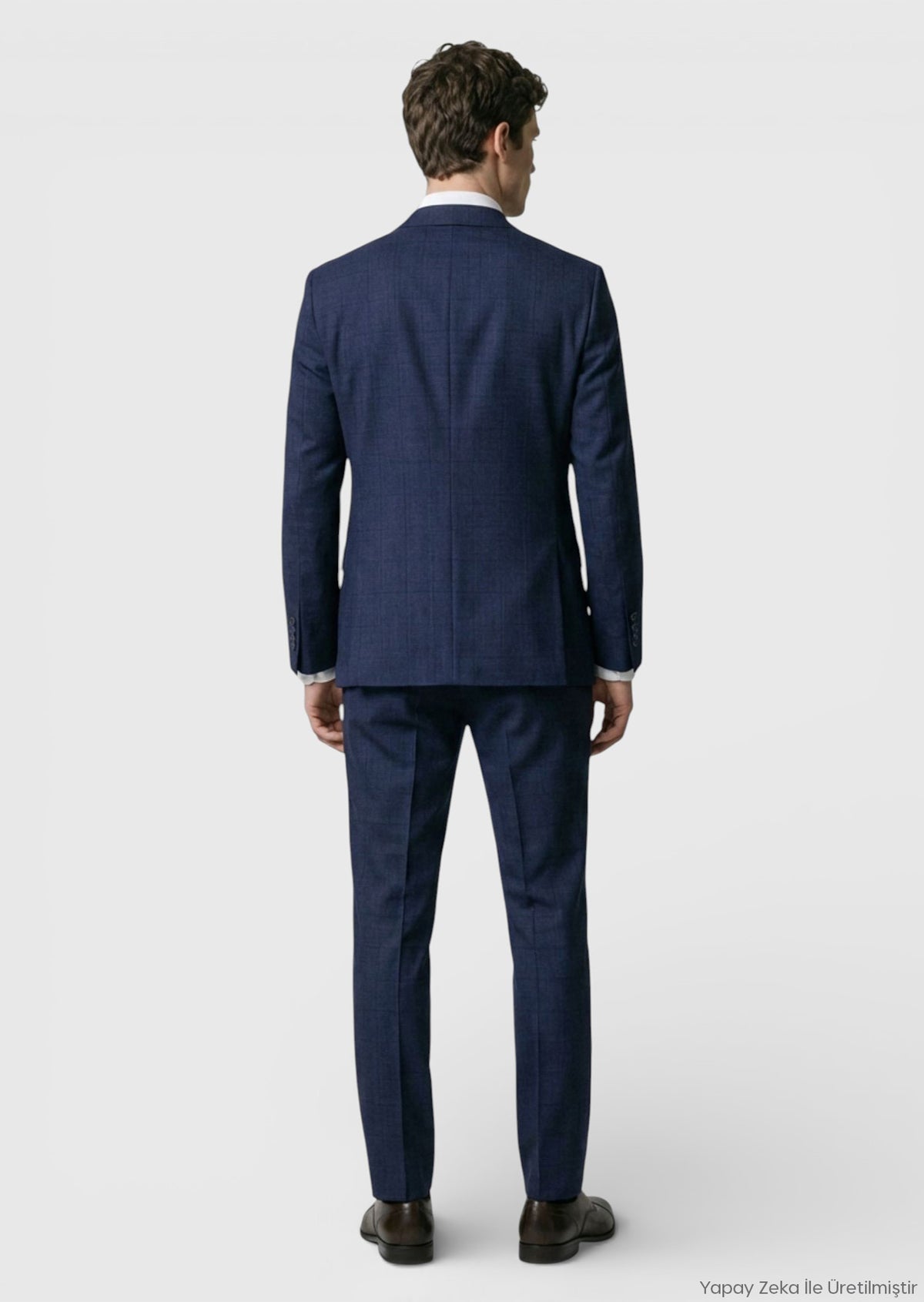 Lacivert Kareli Zeroweight Slim Fit %100 Yün Takım Elbise