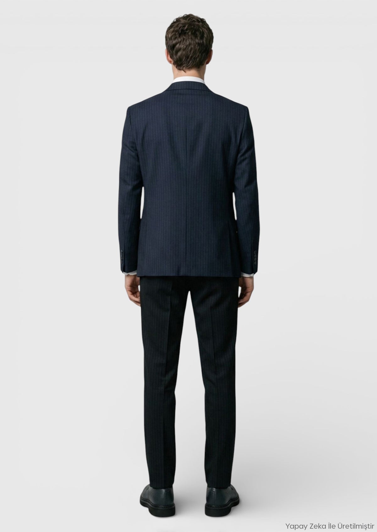 Antrasit Çizgili Modern Fit %100 Yün Takım Elbise