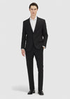 Siyah Çizgili Zeroweight Slim Fit Yün Karışımlı Takım Elbise