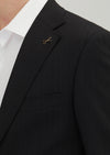 Siyah Çizgili Zeroweight Slim Fit Yün Karışımlı Takım Elbise