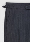 Antrasit Çizgili Dokuma Slim Fit Casual Yün Karışımlı Pantolon