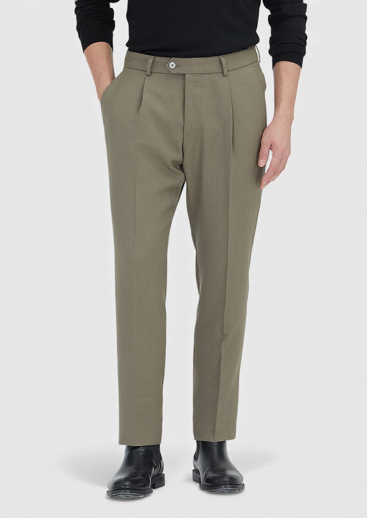 Vizon Dokuma Regular Fit Casual Yün Karışımlı Pantolon