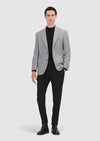 Gri Çizgili Shirt Shoulder Slim Fit Yün Karışımlı Ceket
