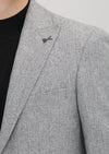 Gri Çizgili Shirt Shoulder Slim Fit Yün Karışımlı Ceket