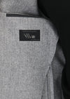 Gri Çizgili Shirt Shoulder Slim Fit Yün Karışımlı Ceket