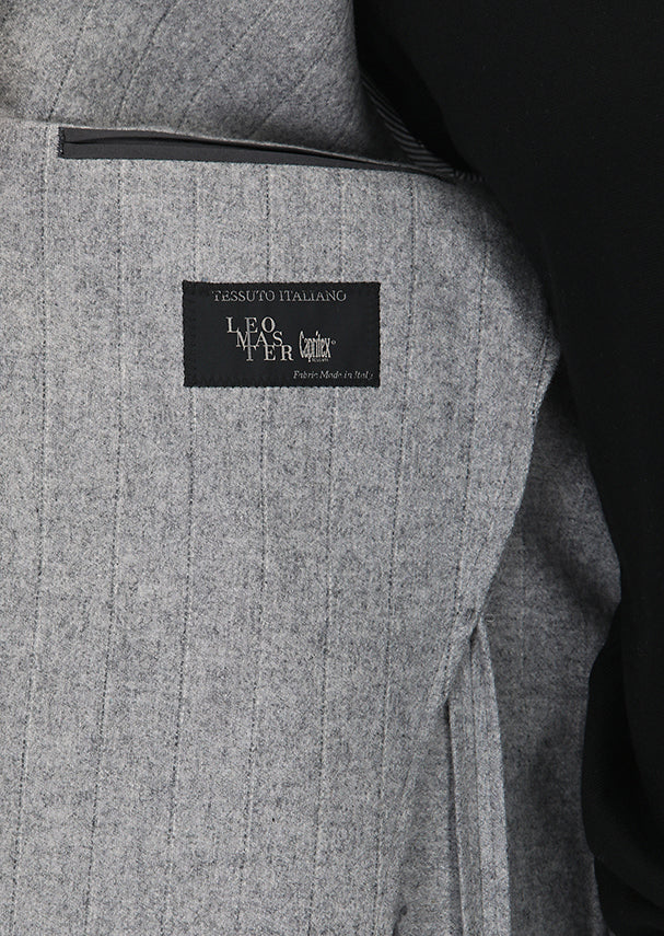 Gri Çizgili Shirt Shoulder Slim Fit Yün Karışımlı Ceket