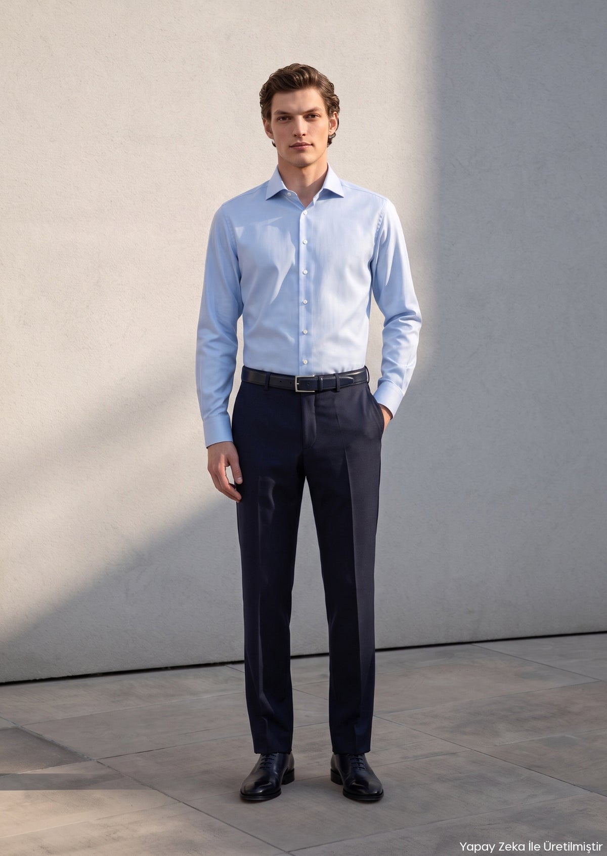 Lacivert Modern Fit Klasik Yün Karışımlı Pantolon