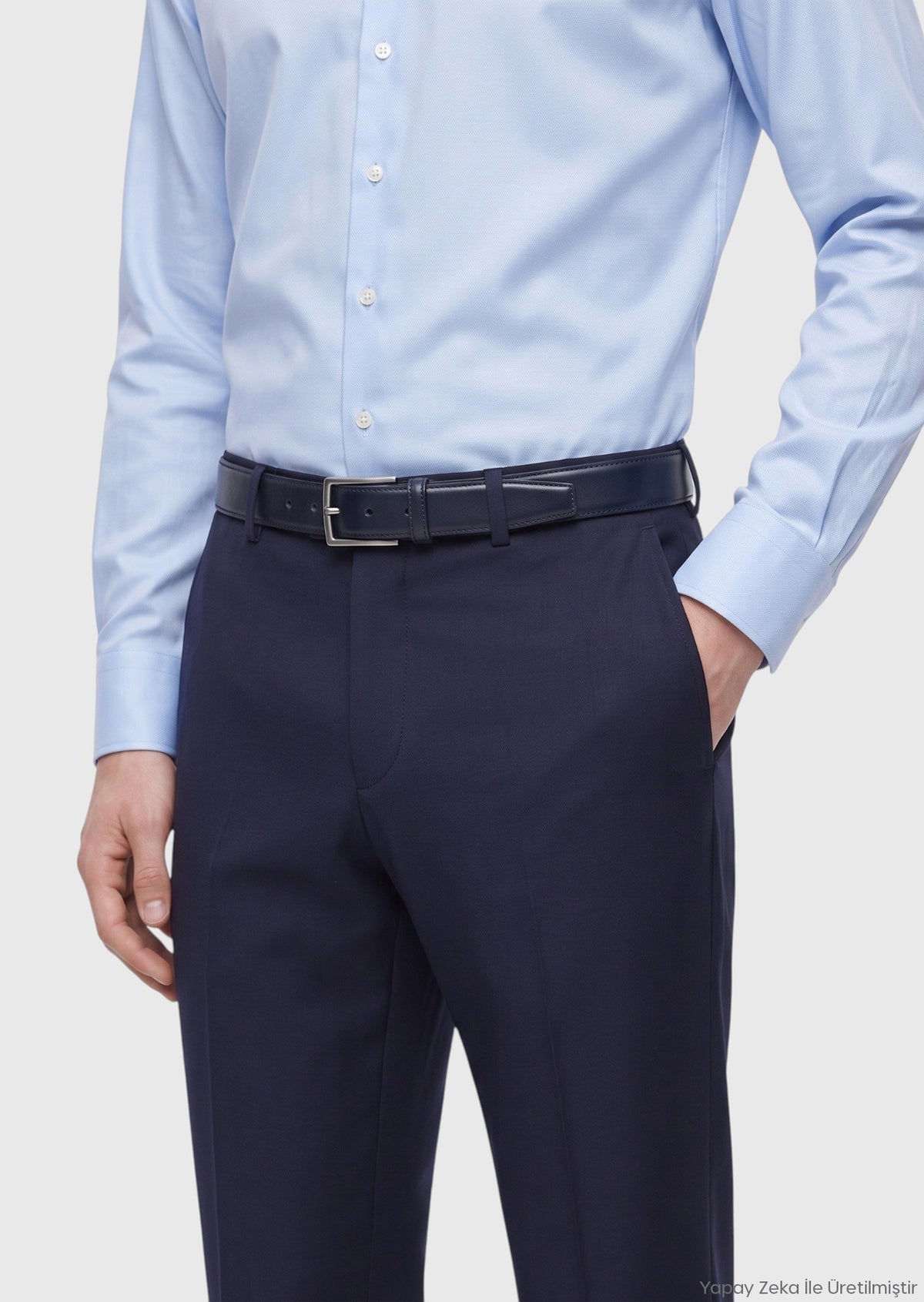 Lacivert Modern Fit Klasik Yün Karışımlı Pantolon