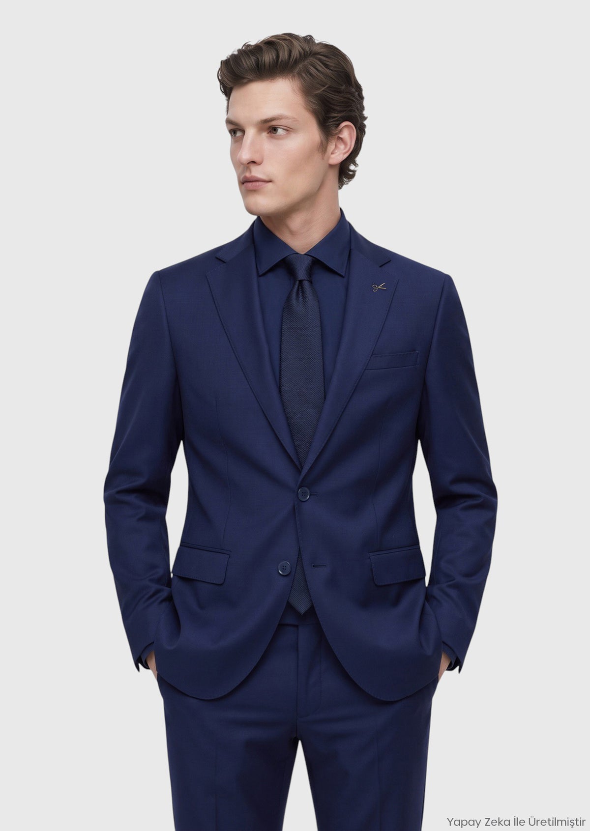 Saks Düz Fashion Slim Fit Yün Karışımlı Takım Elbise