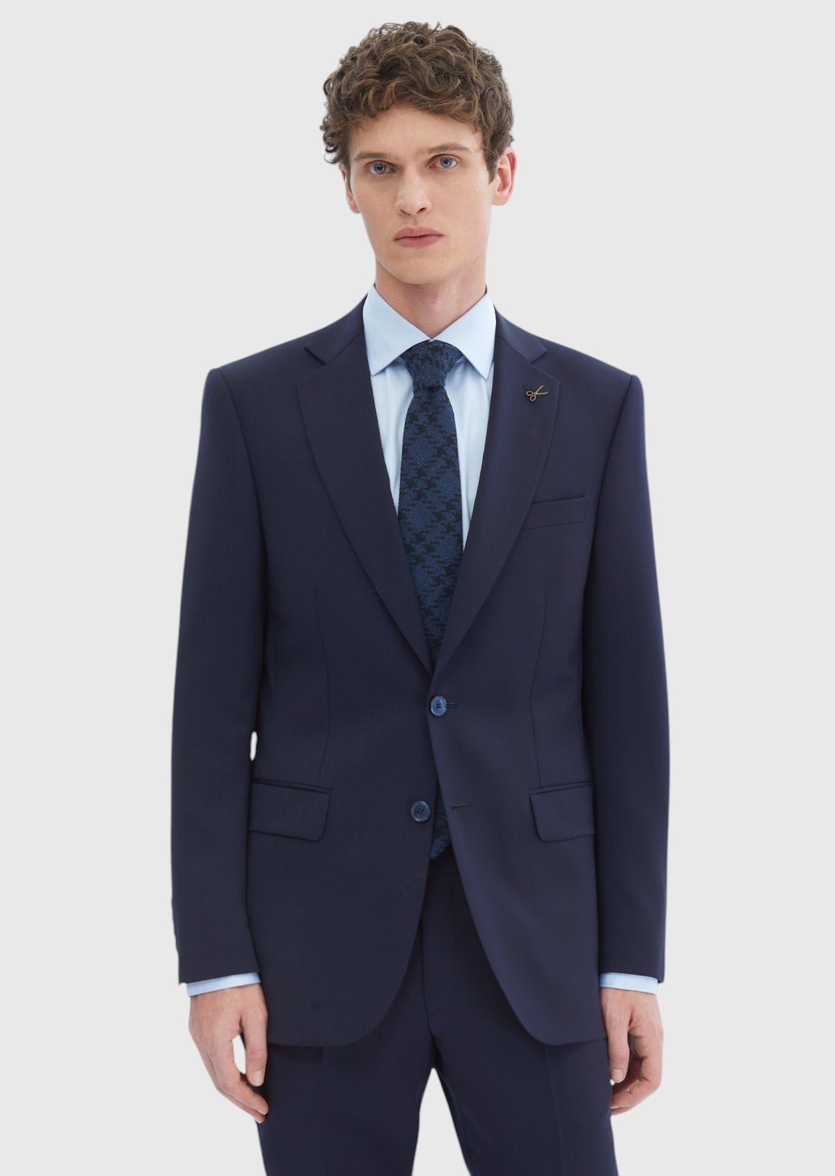 Lacivert Düz Thin&taller Slim Fit %100 Yün Takım Elbise