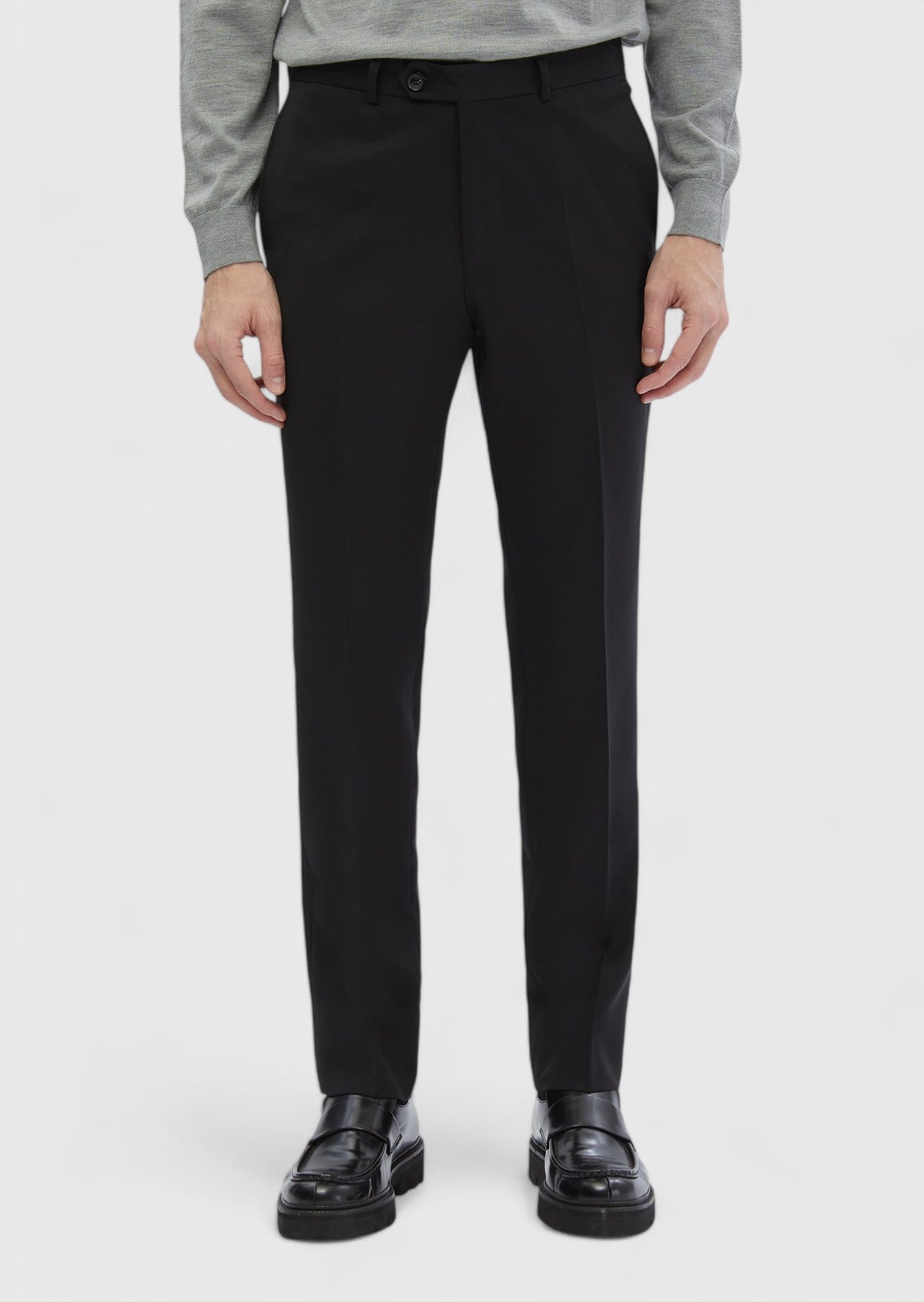 Black Modern Fit Classical Wool Blended Trousers
