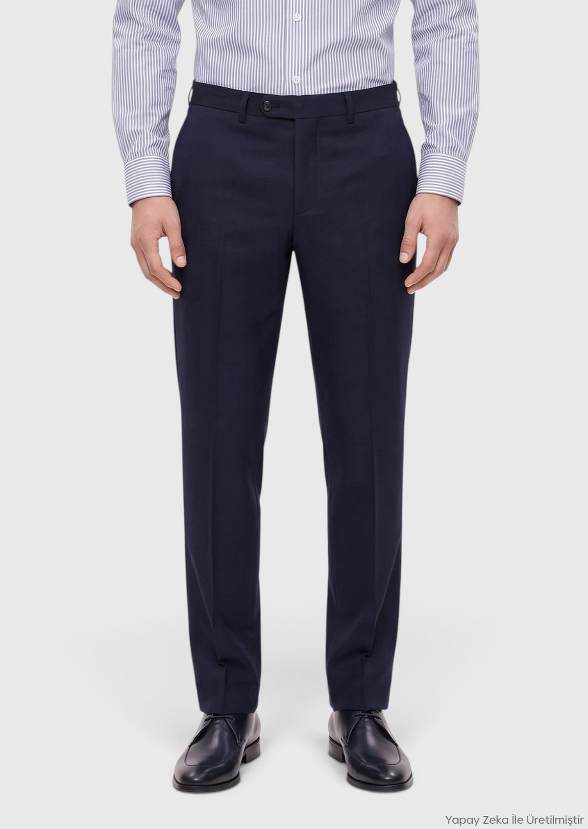 Lacivert Düz Regular Fit Klasik %100 Yün Pantolon