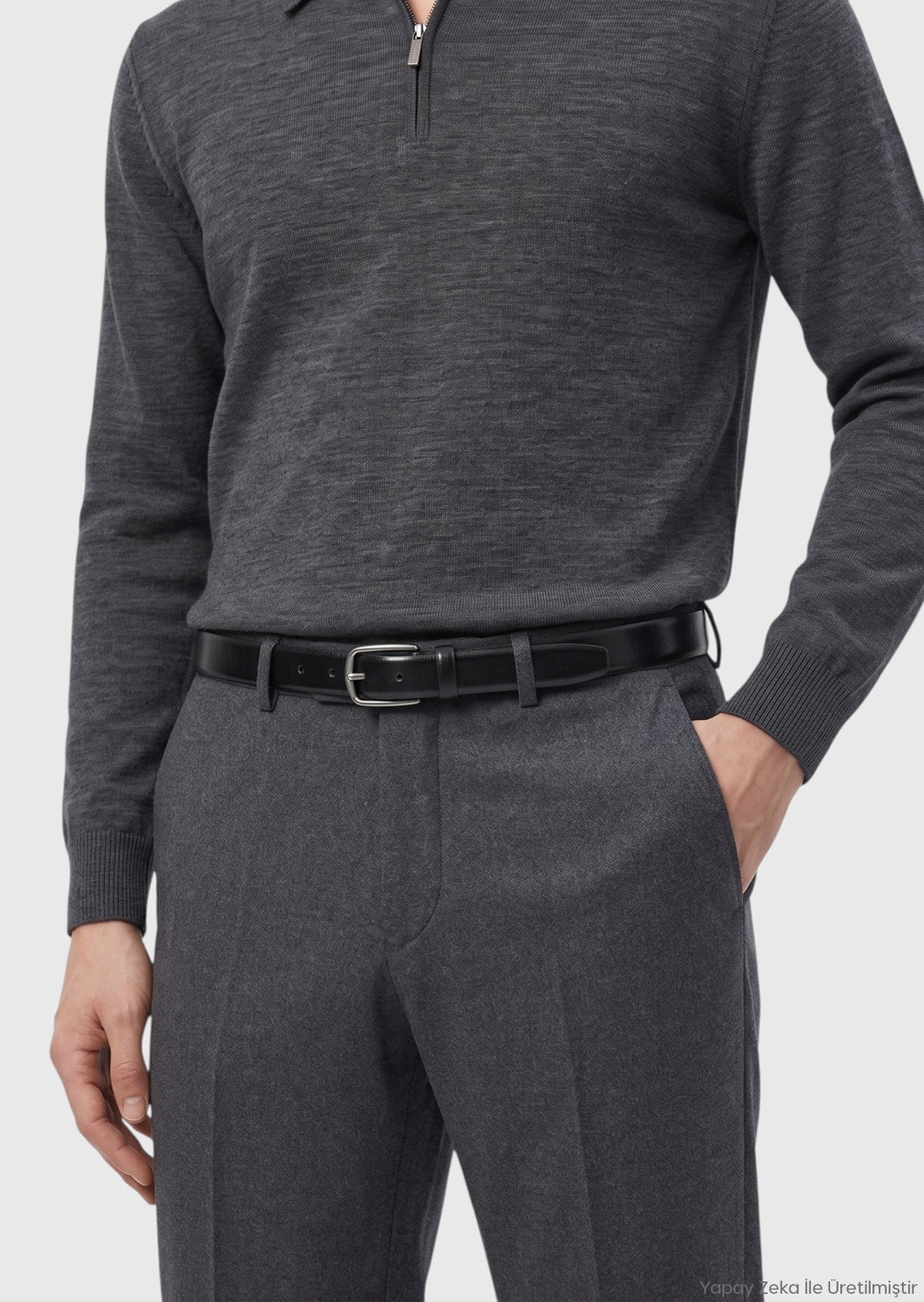 Antrasit Düz Regular Fit Klasik %100 Yün Pantolon