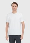 Beyaz Düz Bisiklet Yaka Pamuk Karışımlı T-Shirt