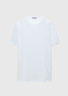 Beyaz Düz Bisiklet Yaka Pamuk Karışımlı T-Shirt