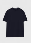 Lacivert Düz Bisiklet Yaka Pamuk Karışımlı T-Shirt