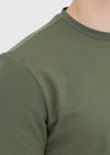 Haki Düz Bisiklet Yaka Pamuk Karışımlı T-Shirt