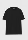 Siyah Düz Bisiklet Yaka Pamuk Karışımlı T-Shirt