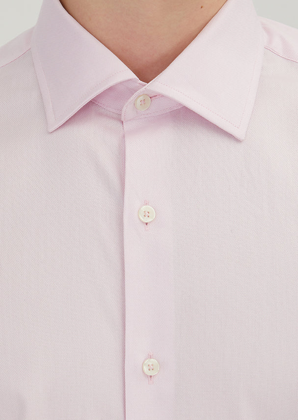 Pembe Regular Fit Uzun Dokuma Klasik %100 Pamuk Gömlek