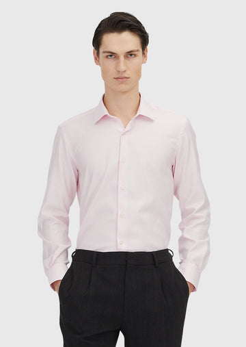 Açık Pembe Regular Fit Uzun Dokuma Klasik %100 Pamuk Gömlek