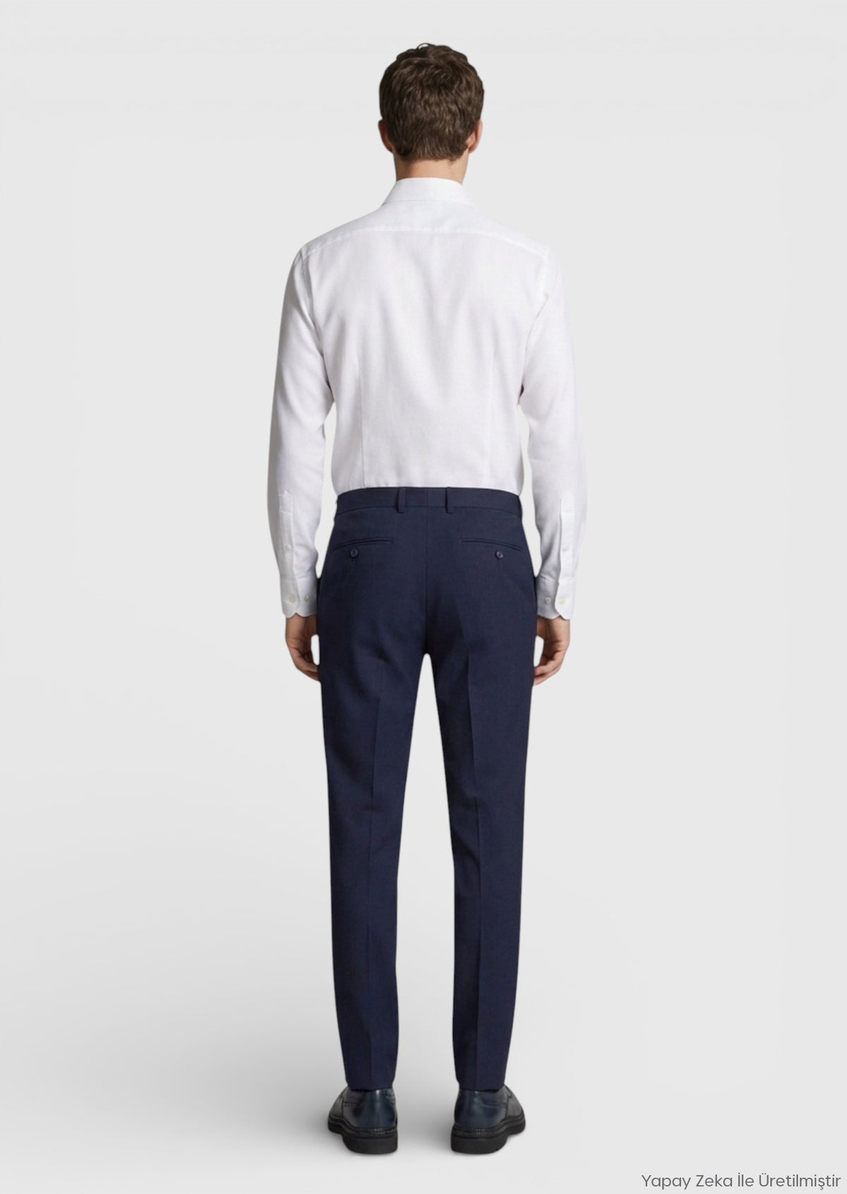 Lacivert Dokuma Modern Fit Klasik %100 Yün Pantolon