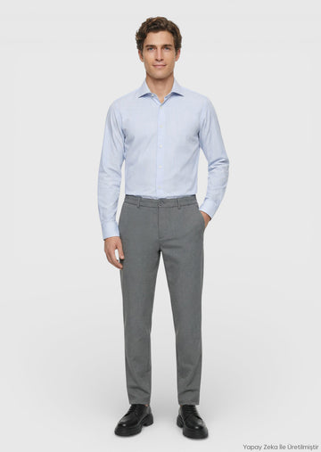 Gri Düz Dokuma Jogging Fit Casual Pantolon