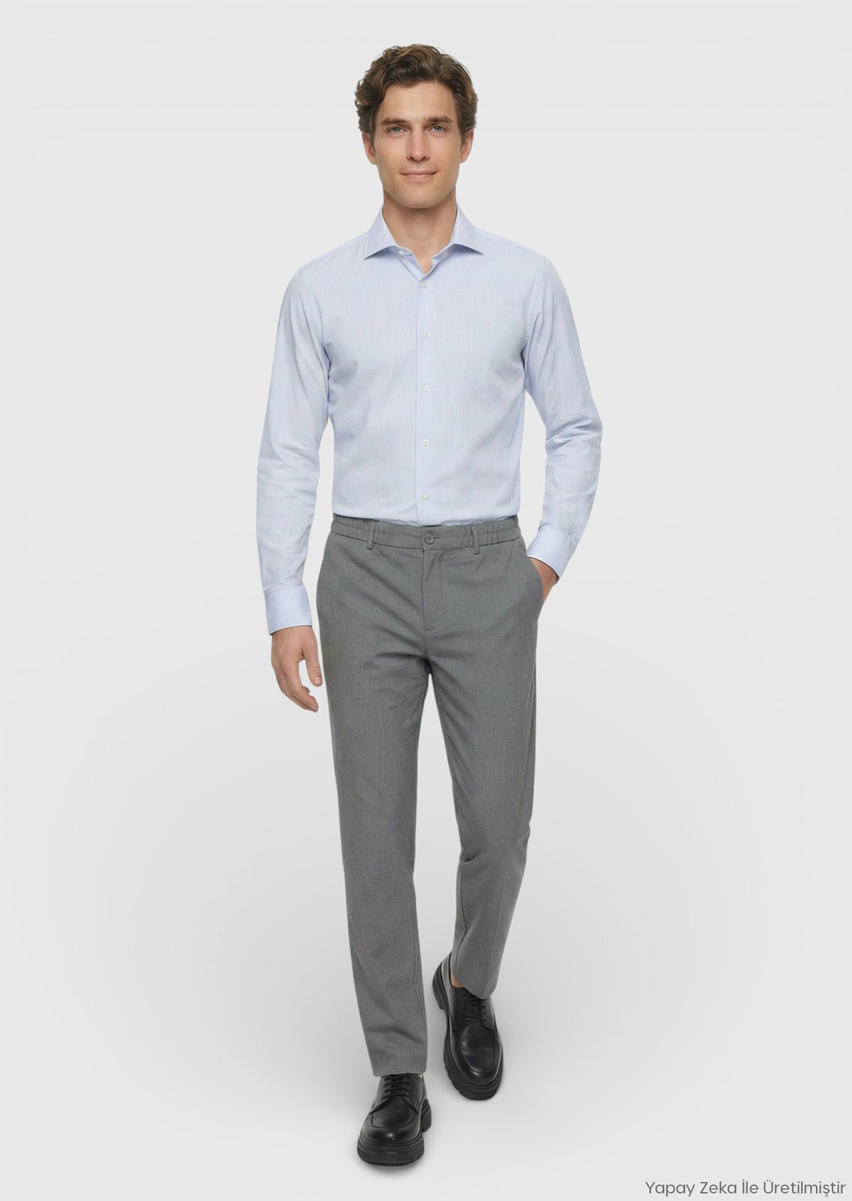 Gri Düz Dokuma Jogging Fit Casual Pantolon